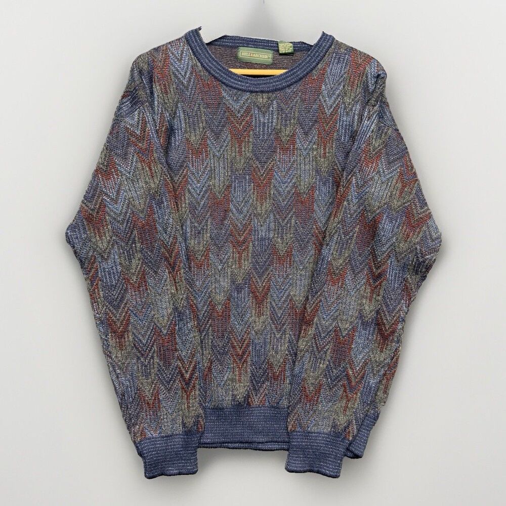 Vintage Hill & Archer Sweater Mens M Geometric Pullover Korea 90s Grandpacore